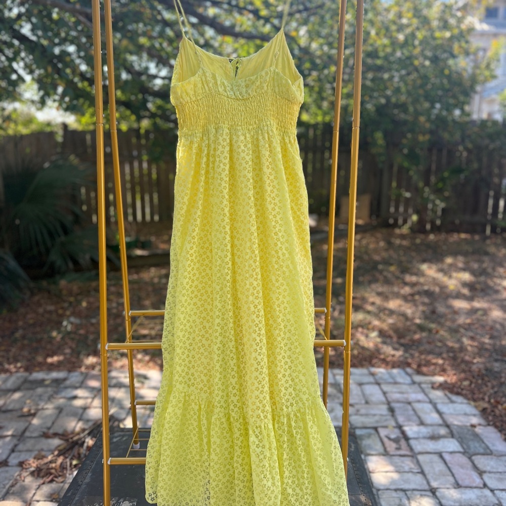 Urban Outfitters Yellow Floral Smocked Maxi Dress – Size M